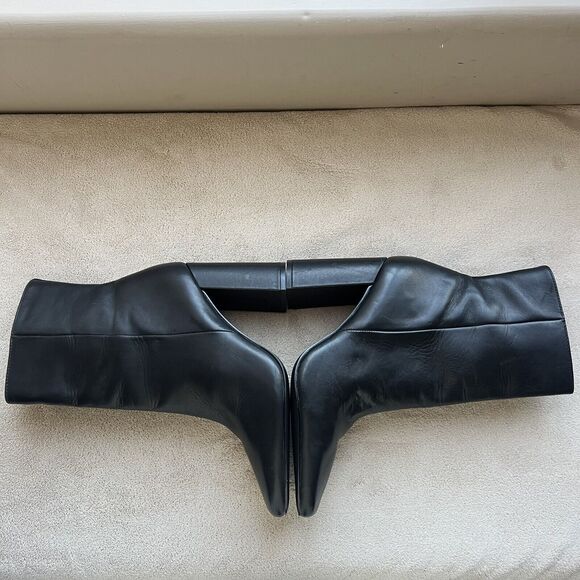 Steve Madden Lourde Black Leather Black Ankle Boot Bootie Square Toe Women 8 M - Picture 5 of 16